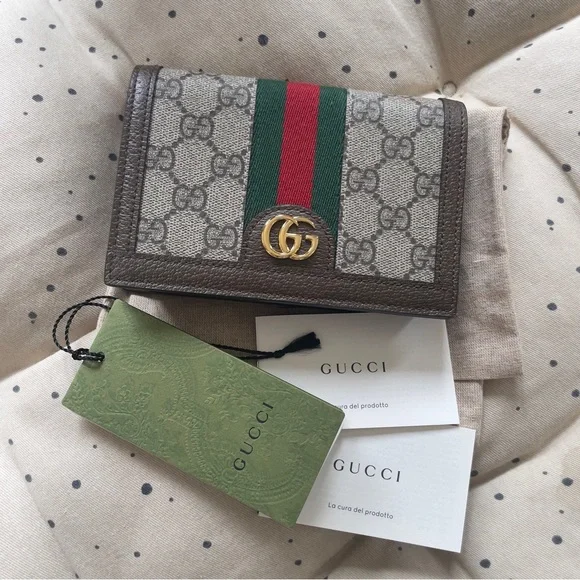 Gucci Supreme Ophidia Beige and Brown Playing Card Wallet Red and Green Stripe - Picture 10 of 13